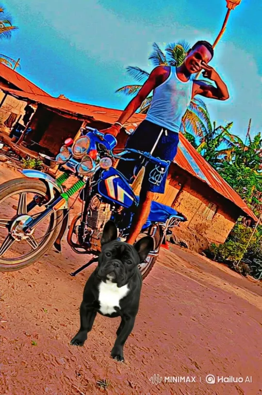 Young Man and French Bulldog Enjoy Sunny Day with Motorcycle – AI Generated Video | Hailuo AI