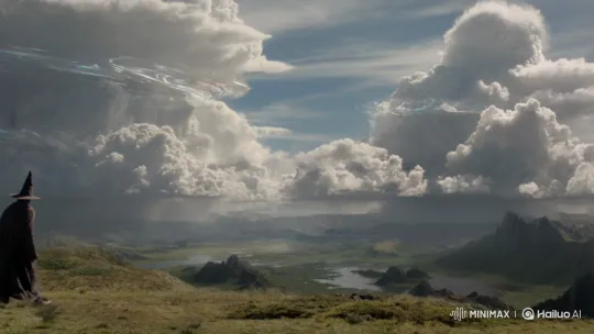 Lone Wizard Explores Vast Surreal Landscape – AI Generated Video | Hailuo AI