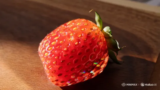 Macro Close-Up of a Knife Slicing a Strawberry – AI Generated Video | Hailuo AI