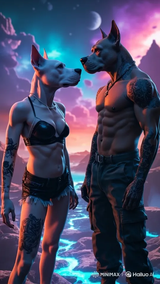 Anthropomorphic Dogs Discover Giant, Glowing Mushrooms in Backyard – AI Generated Video | Hailuo AI