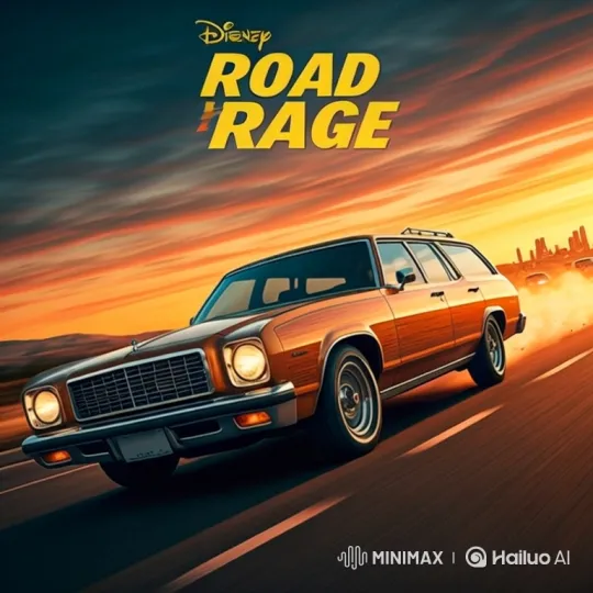Vintage Car Flees Police in High-Speed Sunset Chase – AI Generated Video | Hailuo AI