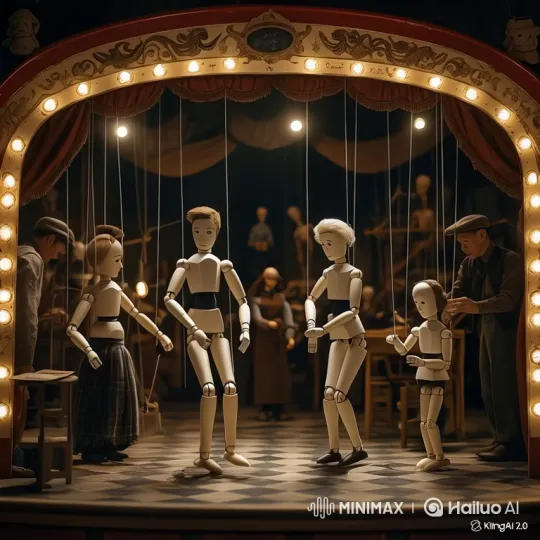 Vintage Puppet Theater: Articulated Puppets Perform Dance – AI Generated Video | Hailuo AI