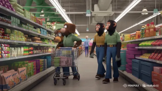 Anthropomorphic Couple Shopping for Groceries – AI Generated Video | Hailuo AI