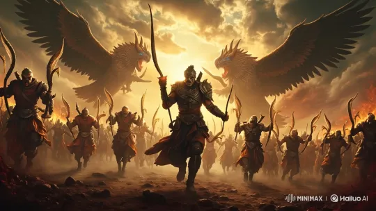 Armored Devils Charge in Epic Fantasy Battle Scene – AI Generated Video | Hailuo AI