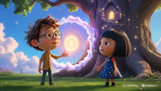Children Discover Magical Portal in Enchanted Backyard – AI Generated Video | Hailuo AI