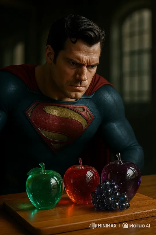 Superman's Laser Vision Slices Glass-like Fruits – AI Generated Video | Hailuo AI
