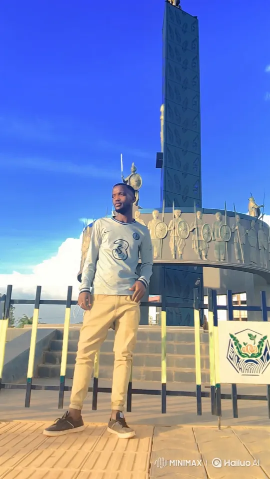 Man Stands Calmly Beside Materializing Lion in Monument Setting – AI Generated Video | Hailuo AI