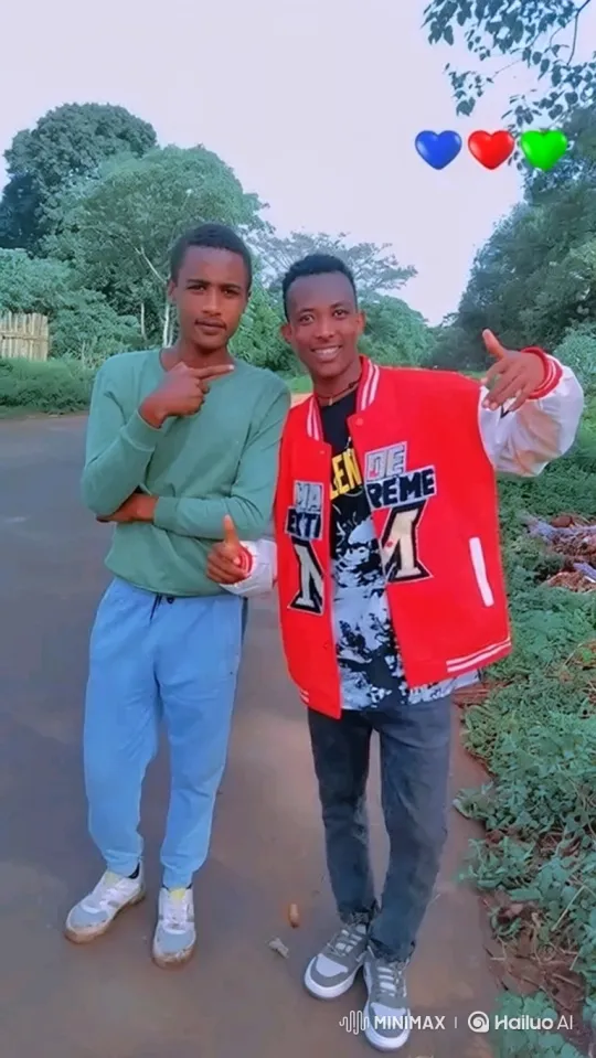 Two friends grooving in sync on an outdoor path – AI Generated Video | Hailuo AI
