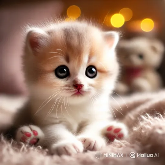 Adorable Kitten Plays and Settles on Pink Blanket – AI Generated Video | Hailuo AI