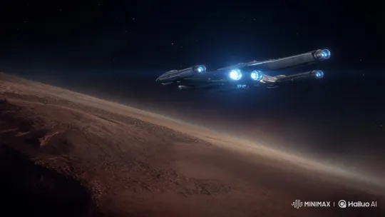 Spaceship Confronts Colossal Alien Monster – AI Generated Video | Hailuo AI