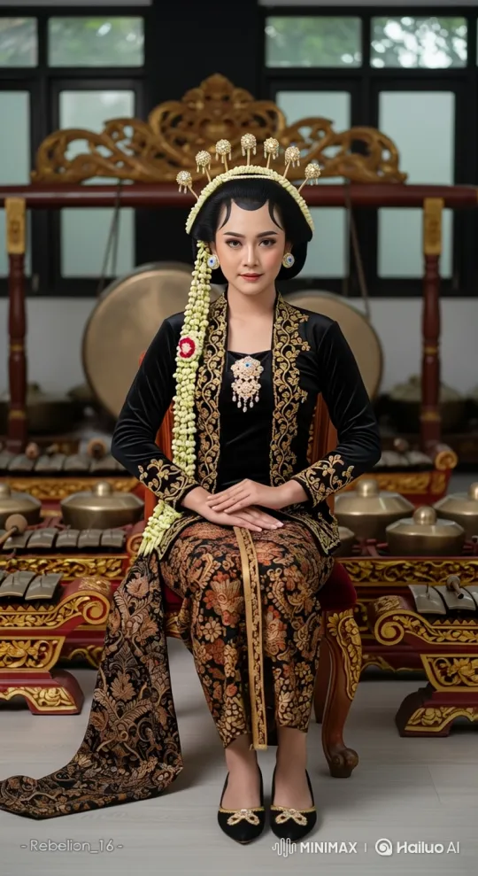 Elegant Woman Amidst Traditional Musical Instruments – AI Generated Video | Hailuo AI