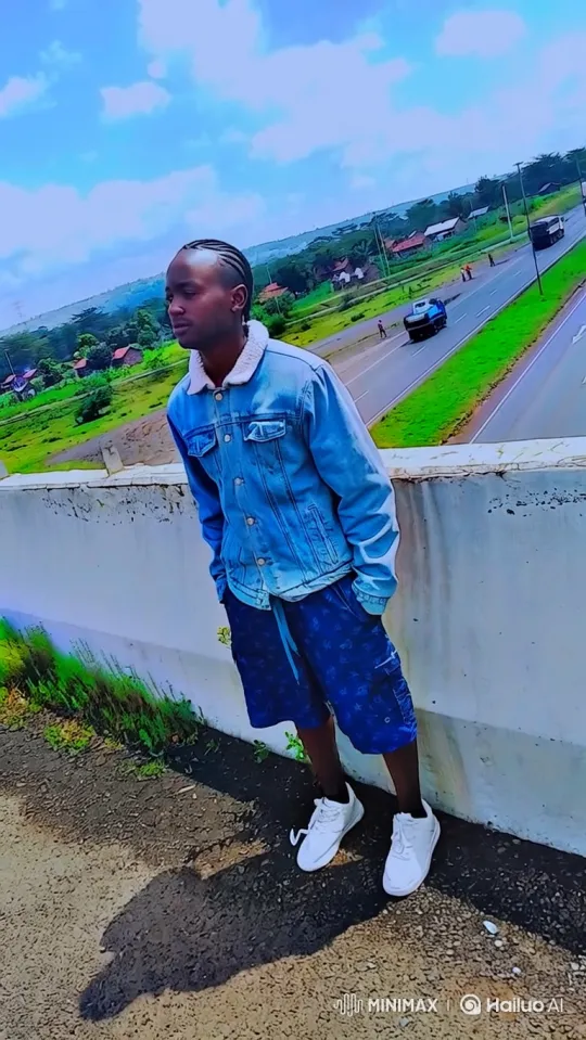 Young Man Boards Sedan on Highway Overpass – AI Generated Video | Hailuo AI