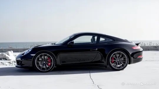 Sleek Porsche Displayed on Pier with Slow Pan Video – AI Generated Video | Hailuo AI