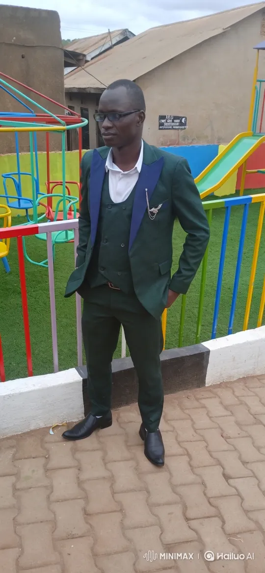 Man in Green Suit Transforms Mood with Confident Smile – AI Generated Video | Hailuo AI