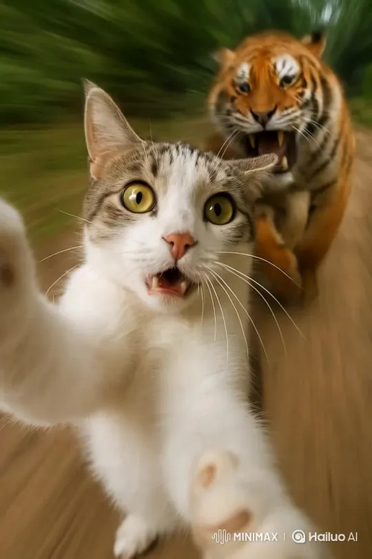 Feline Escapes Predatory Encounter – AI Generated Video | Hailuo AI