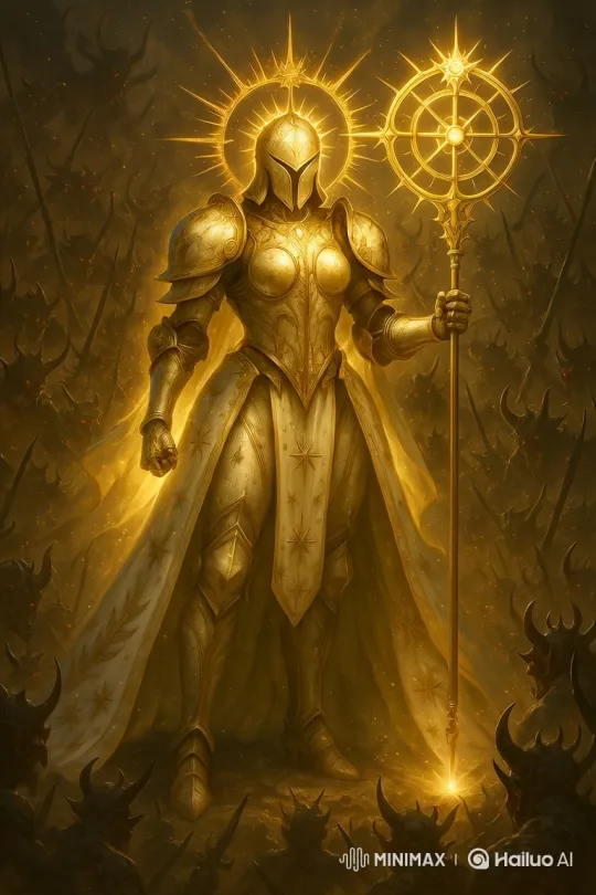 Divine Knight Battles Dark Horde with Radiant Power – AI Generated Video | Hailuo AI