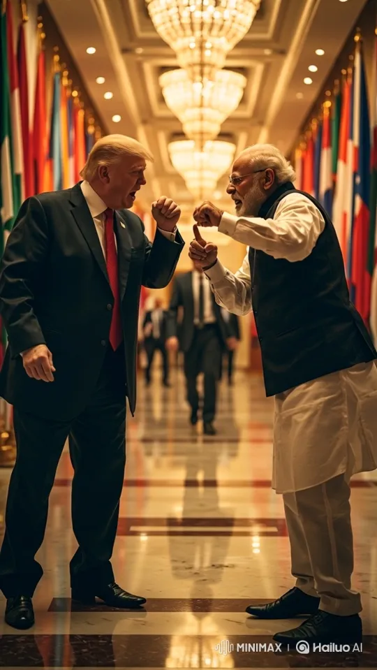 Trump and Modi in Heated Confrontation at Summit – AI Generated Video | Hailuo AI