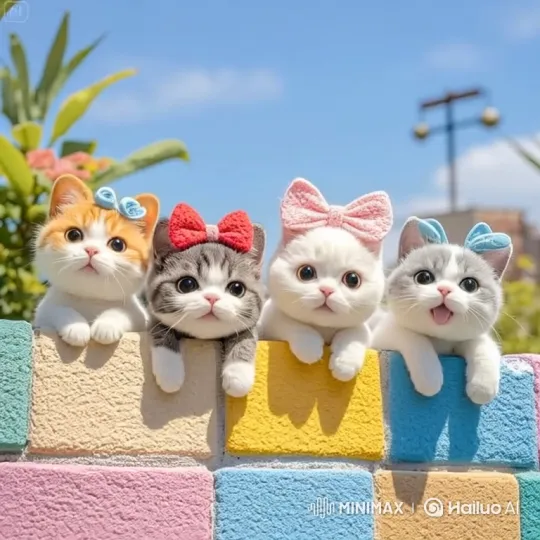 Adorable Kittens Play, Explore, and Snooze with Bows – AI Generated Video | Hailuo AI