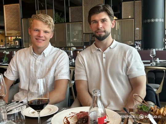 Two Friends Engage in a Playful Food Fight at a Restaurant – AI Generated Video | Hailuo AI
