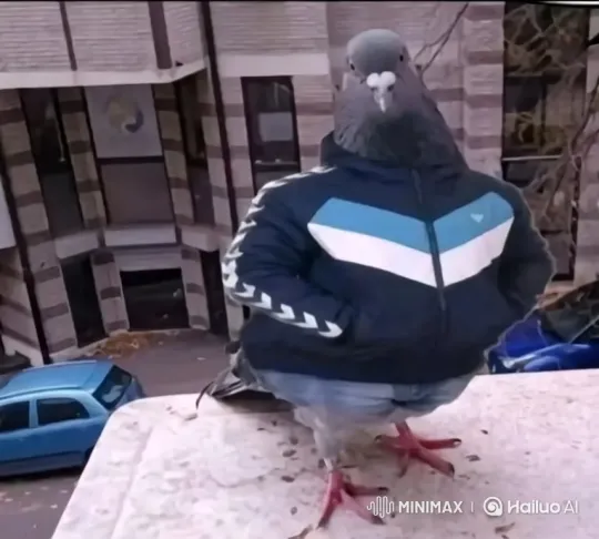 Pigeon in Puffer Jacket and Bird in Golf Attire Share a Moment – AI Generated Video | Hailuo AI
