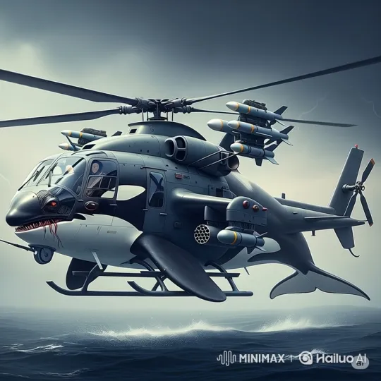 Fantasy Military Helicopter Attacks Over Stormy Sea – AI Generated Video | Hailuo AI