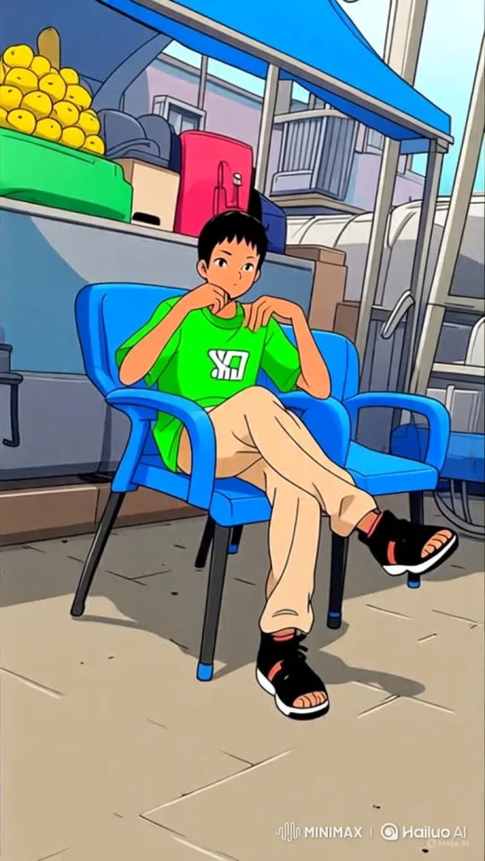 Young Person Reflects in Outdoor Waiting Area – AI Generated Video | Hailuo AI