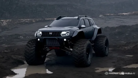 Dacia Duster 3 Monster Truck Showcase in Mud – AI Generated Video | Hailuo AI