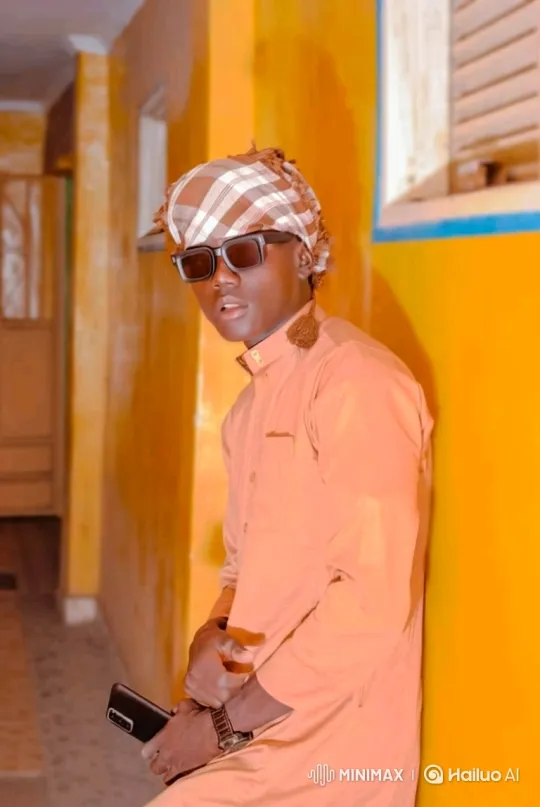 Young Man in Sunglasses Interacts with Phone on Colorful Wall – AI Generated Video | Hailuo AI
