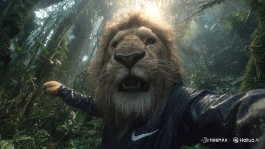 Bearded Lion Leads Viewers on a Jungle Walk – AI Generated Video | Hailuo AI