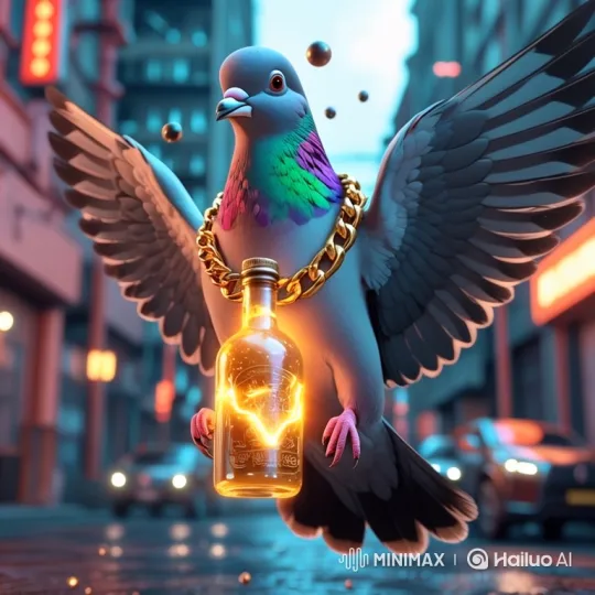 Magical Pigeon with Potion Hovers in Stylish Flight – AI Generated Video | Hailuo AI