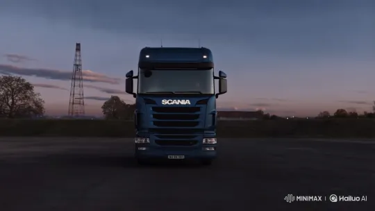 Scania Truck Transforms into Iron Man Suit at Dusk – AI Generated Video | Hailuo AI