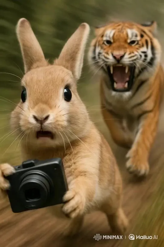 Funny Tiger Pursues Rabbit Adventure – AI Generated Video | Hailuo AI