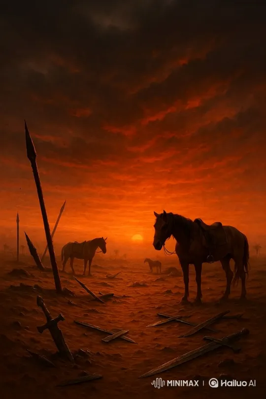 Desolate Battlefield at Sunset: A Cinematic Scene of Loss – AI Generated Video | Hailuo AI
