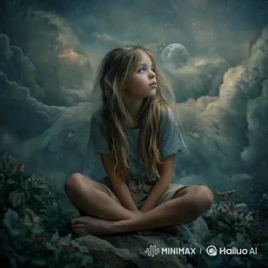 Girl Soars Above Sea and Shoreline in Pre-Twilight Video – AI Generated Video | Hailuo AI