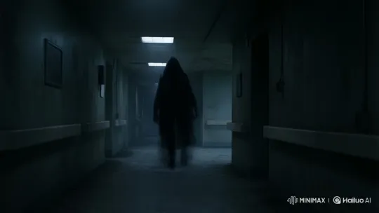 Dark Specter Explodes in Haunted Hospital Corridor – AI Generated Video | Hailuo AI