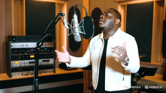 Gospel Singer Enthusiastically Performing in Studio – AI Generated Video | Hailuo AI