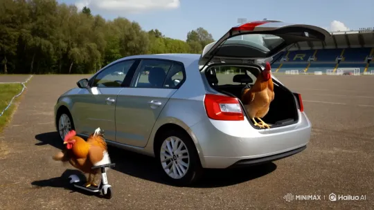 Chickens: One Smokes, Other Scooters Away – AI Generated Video | Hailuo AI