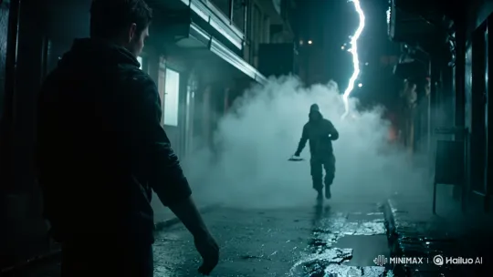 Mysterious Encounter in Alley: Young Man Defeats Attacker with Supernatural Power – AI Generated Video | Hailuo AI