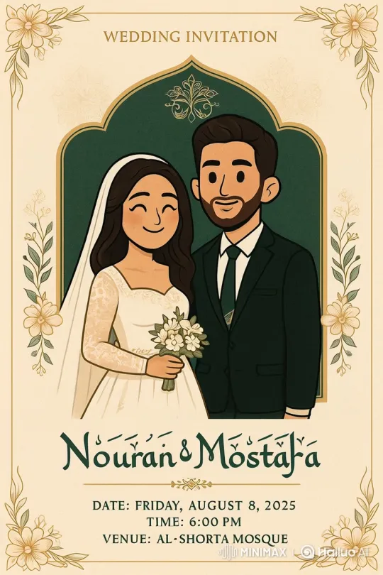Couple Embraces in Wedding Invitation Video – AI Generated Video | Hailuo AI
