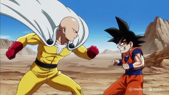 Saitama Strikes Goku in a Wasteland Confrontation – AI Generated Video | Hailuo AI