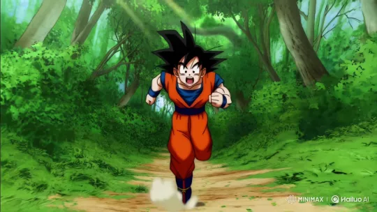 Goku Runs Through Forest Shouting in Anime Clip – AI Generated Video | Hailuo AI