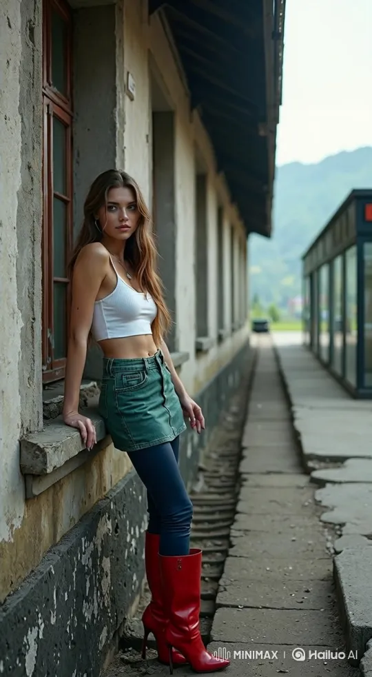 Stylish Woman Walks Confidently Down Path – AI Generated Video | Hailuo AI