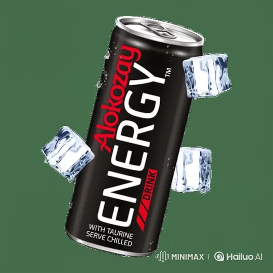 Alokozay Energy Drink: Premium Rotation and Ice Display – AI Generated Video | Hailuo AI