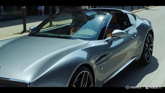 Sleek Sports Car Showcased in Sunlit Urban Setting – AI Generated Video | Hailuo AI