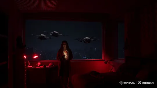 Teenage Girl Holds Glowing Book Amidst Frozen Cityscape – AI Generated Video | Hailuo AI