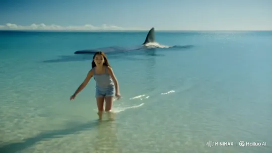 Young Girl Saved from Shark by Godzilla, God's Intervention – AI Generated Video | Hailuo AI