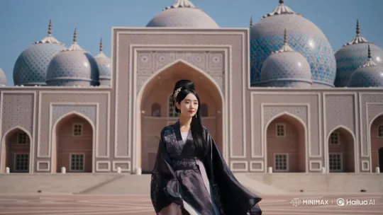 Traditional Wan Hua Sect Woman in Tashkent's Sunlit Square – AI Generated Video | Hailuo AI