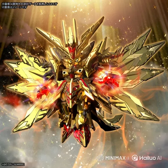 Golden Mecha Releases Cosmic Blast in Deep Space – AI Generated Video | Hailuo AI