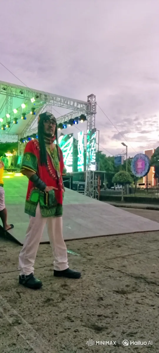 Man with Dreadlocks Joins Band on Illuminated Stage – AI Generated Video | Hailuo AI