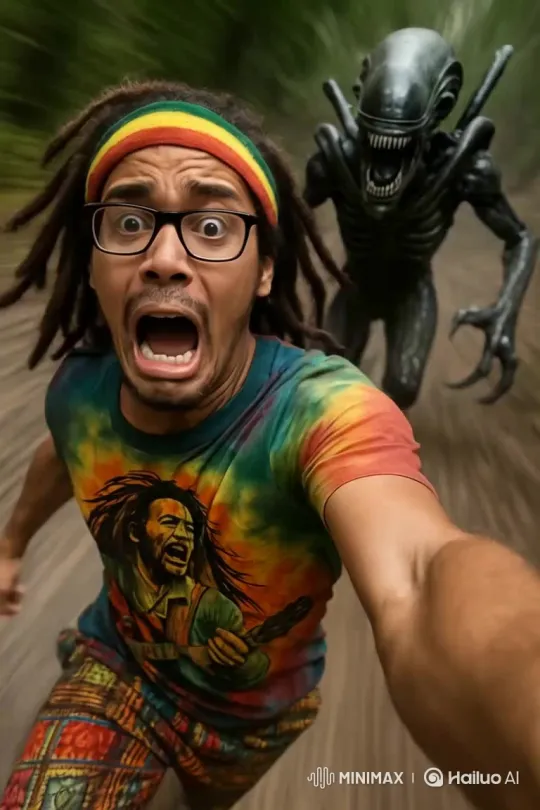 Humanoid Fleeing from Gigantic Alien Predator – AI Generated Video | Hailuo AI